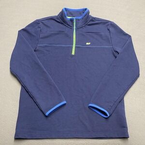 Vineyard Vines Pullover Mens Medium Navy Quarter‎ Zip Whale Logo Style 1K002647